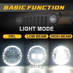 Phares à LED 7' H4 à projecteur Hi/Lo DRL pour Jeep Wrangler JK LJ TJ