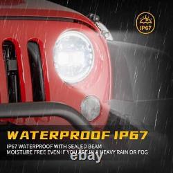 Phares à LED 7' H4 à projecteur Hi/Lo DRL pour Jeep Wrangler JK LJ TJ