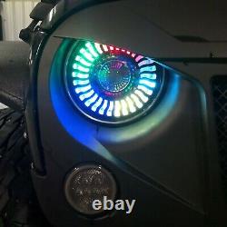 Phares à LED Halo Angle Eyes pour Jeep Wrangler CJ TJ JK 7 pouces rond noir