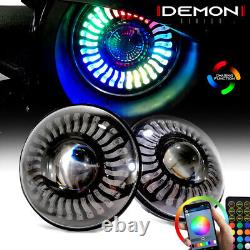 Phares à LED Halo Angle Eyes pour Jeep Wrangler CJ TJ JK 7 pouces rond noir