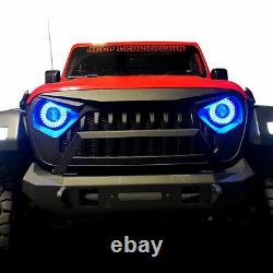 Phares à LED Halo Angle Eyes pour Jeep Wrangler CJ TJ JK 7 pouces rond noir