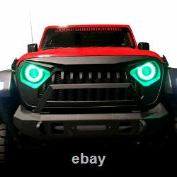 Phares à LED Halo Angle Eyes pour Jeep Wrangler CJ TJ JK 7 pouces rond noir