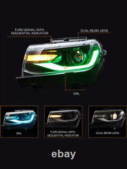 Phares à LED RGB DRL pour Chevrolet Camaro LS LT SS ZL1 Z/28 2014-15 avec séquenceur