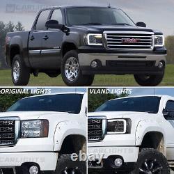 Phares à LED complets VLAND pour GMC Sierra 1500 2500HD 3500HD de 2007 à 2013 avec Dynamic