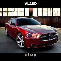 Phares à LED multicolores VLAND + ampoules HID D2H pour Dodge Charger 2011-2014