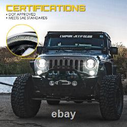 Phares à LED noirs Xprite 7 avec DRL Halo pour Jeep Wrangler JK CJ TJ de 1997-2018