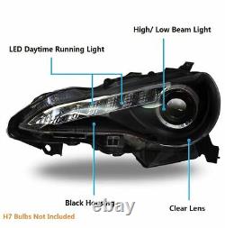 Phares à LED pour Scion FR-S Toyota 86 13-16 Noir/Transparent Projecteur de Phare DRL