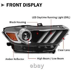 Phares de projecteur HID Xenon LED DRL pour Ford Mustang 2015 2016 2017