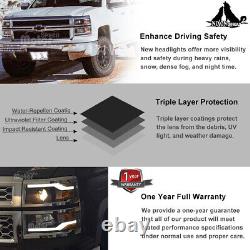 Phares de projecteur LED DRL pour Chevrolet Silverado 1500 2014-2015 Paire de phares avant