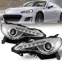 Phares de projecteur LED chromés pour Subaru BRZ/Scion FR-S/Toyota 86 de 2013 à 2016