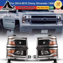 Phares de projecteur LED pour Chevy Silverado 1500 2014-2015 avec cadre chromé (paire)