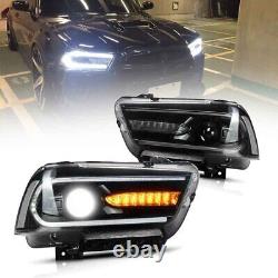 Phares de projecteur LED pour Dodge Charger 2011-2014 Lampes avant séquentielles assorties