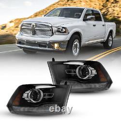 Phares de projecteur à LED DRL pour Dodge Ram 1500 2500 3500 2009-2018 Noir Transparent