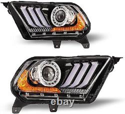 Phares de projecteur à LED avec feux diurnes séquentiels pour Ford Mustang 2010-2012