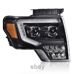 Phares de projecteur à double LED noirs + feux arrière à LED compatibles avec Ford F150 09-2014