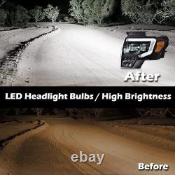 Phares de projecteur à double LED noirs + feux arrière à LED compatibles avec Ford F150 09-2014