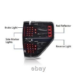 Phares de projecteur à double LED noirs + feux arrière à LED compatibles avec Ford F150 09-2014