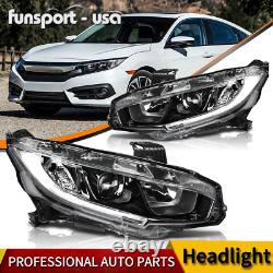 Phares de projecteur avec LED DRL pour Honda Civic 2016-2021 avec boîtier noir