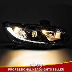 Phares de projecteur avec LED DRL pour Honda Civic 2016-2021 avec boîtier noir