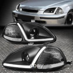 Phares de projecteur de coin clair de logement noir LED DRL pour Honda Civic 96-98