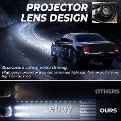 Phares de projecteur noirs LED DRL conducteur et passager pour Chrysler 300 2011-2023