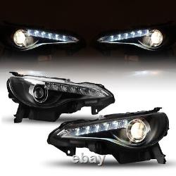 Phares de projecteur noirs à LED pour Subaru BRZ / Scion FR-S / Toyota 86 de 2013 à 2016