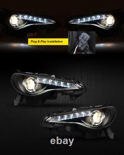 Phares de projecteur noirs à LED pour Subaru BRZ / Scion FR-S / Toyota 86 de 2013 à 2016