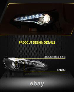 Phares de projecteur noirs à LED pour Subaru BRZ / Scion FR-S / Toyota 86 de 2013 à 2016