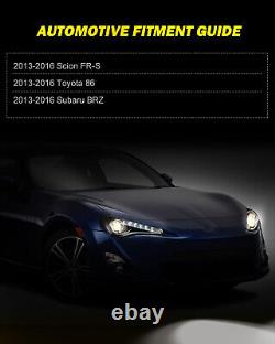 Phares de projecteur noirs à LED pour Subaru BRZ / Scion FR-S / Toyota 86 de 2013 à 2016