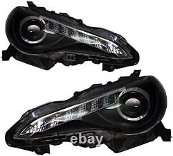 Phares de projecteur noirs à LED pour Subaru BRZ / Scion FR-S / Toyota 86 de 2013 à 2016