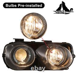 Phares de projecteur pour Acura Integra 1994-1997 avec anneau LED Halo en noir