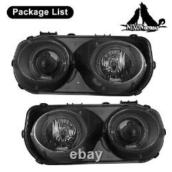 Phares de projecteur pour Acura Integra 1994-1997 avec anneau LED Halo en noir