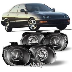 Phares de projecteur pour Acura Integra 1994-1997 avec anneau de halo LED en noir