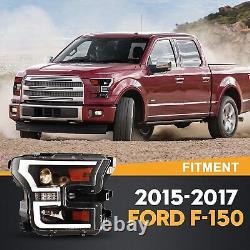 Phares de projecteur pour Ford F-150 2015 16 2017 LED DRL Sequential Signal Lamps