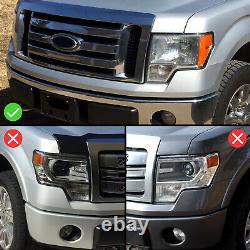 Phares noirs 2009-14 en paire pour Ford F150 avec barre LED pour conducteur et passager