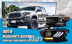 Phares noirs à LED avec feux de jour à projecteur pour Toyota Tacoma SR SR5 TRD Sport de 2016 à 2023