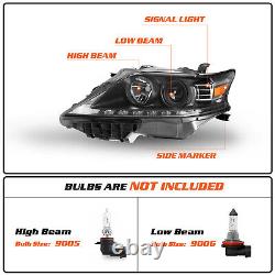 Phares pour 2013 2014 2015 Lexus RX350 RX450h Noir LED DRL Halogène Non HID