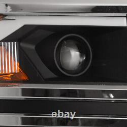 Phares pour Chevy Silverado 1500 2014 2015 Projecteur LED DRL Barre Chrome Trim