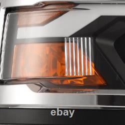 Phares pour Chevy Silverado 1500 2014 2015 Projecteur LED DRL Barre Chrome Trim