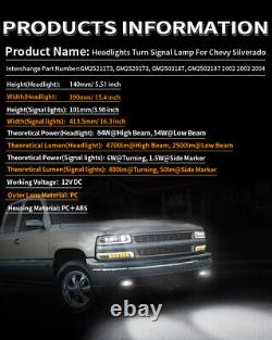 Phares projecteurs LED et lampes de pare-chocs LED pour Chevy Silverado 99-02 et Tahoe 00-06