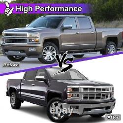 Phares projecteurs à LED avec feux de jour (DRL) en chrome pour Chevy Silverado 1500 2014-2015