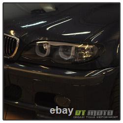 Phares projecteurs à LED en style 3D avec halo pour BMW E46 Série 3 berline noire de 2002-2005