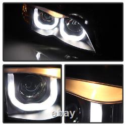 Phares projecteurs à LED en style 3D avec halo pour BMW E46 Série 3 berline noire de 2002-2005