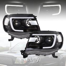 Phares projecteurs à tube LED noir clair pour Toyota Tacoma 2005-2011