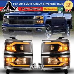 Phares projecteurs séquentiels pour Chevy Silverado 2014-2015 avec barre lumineuse LED DRL