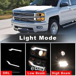 Phares projecteurs séquentiels pour Chevy Silverado 2014-2015 avec barre lumineuse LED DRL