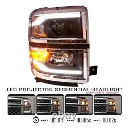 Phares projecteurs séquentiels pour Chevy Silverado 2014-2015 avec barre lumineuse LED DRL