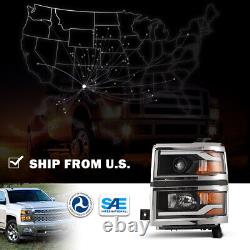 Phares projecteurs séquentiels pour Chevy Silverado 2014-2015 avec barre lumineuse LED DRL