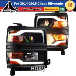 Pour 2014 2015 Chevy Silverado 1500 Pickup Phares LED Projecteur DRL Ensemble Paire