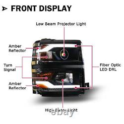 Pour 2014 2015 Chevy Silverado 1500 Pickup Phares LED Projecteur DRL Ensemble Paire